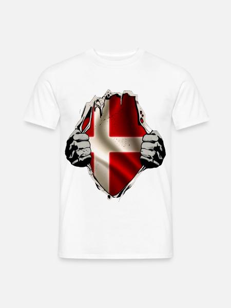 Denemarken onder het shirt - Mænd T-shirt - hvid