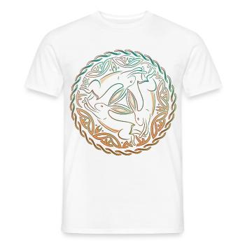 Three Rabbits Three Picture Easter - Men's T-Shirt - white - Front - AI Model Male 178 dark (178cm)
