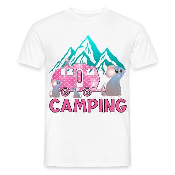 Camping Mountains - Family Caravan - Men's T-Shirt - white - Front - AI Model Male 178 dark (178cm)