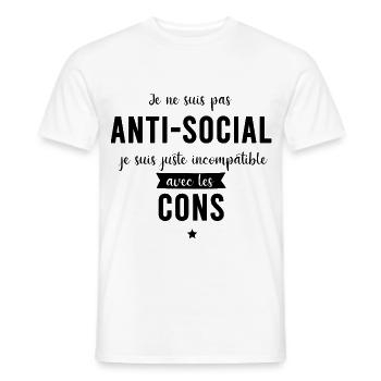 Je ne suis pas anti-social - T-shirt homme - blanc - Devant - AI Model Male 178 dark (178cm)