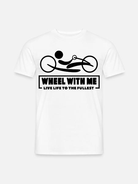 Rol met me mee met mijn rolstoel handbike * - Heren T-shirt - wit