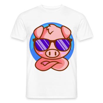 Little piglet with sunglasses - Men's T-Shirt - white - Front - AI Model Male 178 dark (178cm)