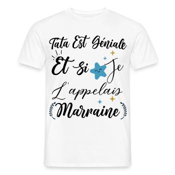 Tata est génial et si je l'appelais marraine bébé - T-shirt homme - blanc - Devant - AI Model Male 178 dark (178cm)