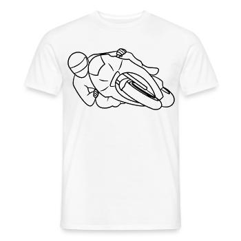 Rennmotorrad in Schräglage - von vorne, dunkel - Männer T-Shirt - Weiß - Vorne - AI Model Male 178 dark (178cm)