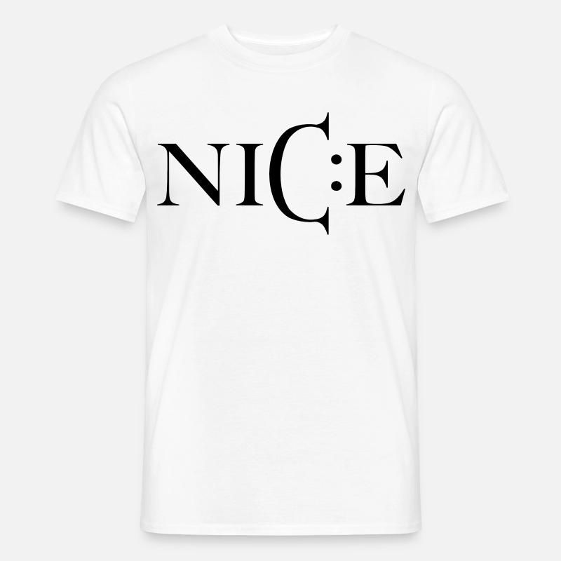Nice – Minimal Smiley Greeting - Männer T-Shirt - Weiß
