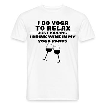 I do yoga to relax, and I drink wine # - Men's T-Shirt - white - Front - AI Model Male 178 dark (178cm)