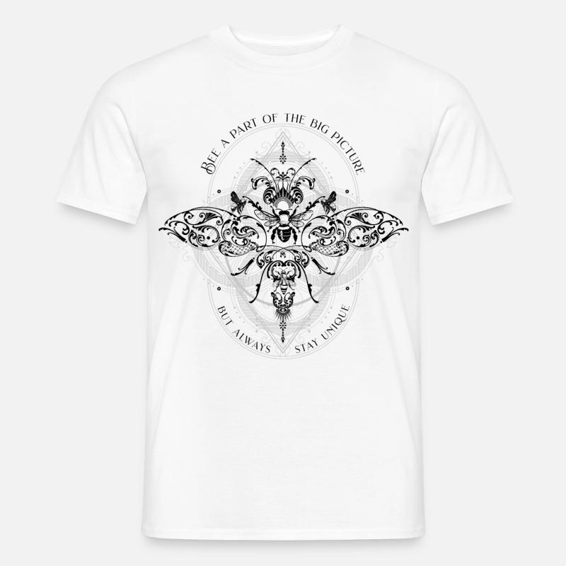 Bee Psychedelic Geometry Pattern cool dicton - T-shirt homme - blanc