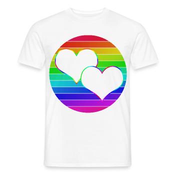 Rainbow 2 entwined hearts - Men's T-Shirt - white - Front - AI Model Male 178 dark (178cm)