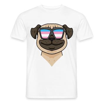 Transgender Mops Hund - Hund mit Brille - Männer T-Shirt - Weiß - Vorne - AI Model Male 178 dark (178cm)