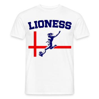 Lionnes championnes d’Angleterre de football féminin - T-shirt homme - blanc - Devant - AI Model Male 178 dark (178cm)
