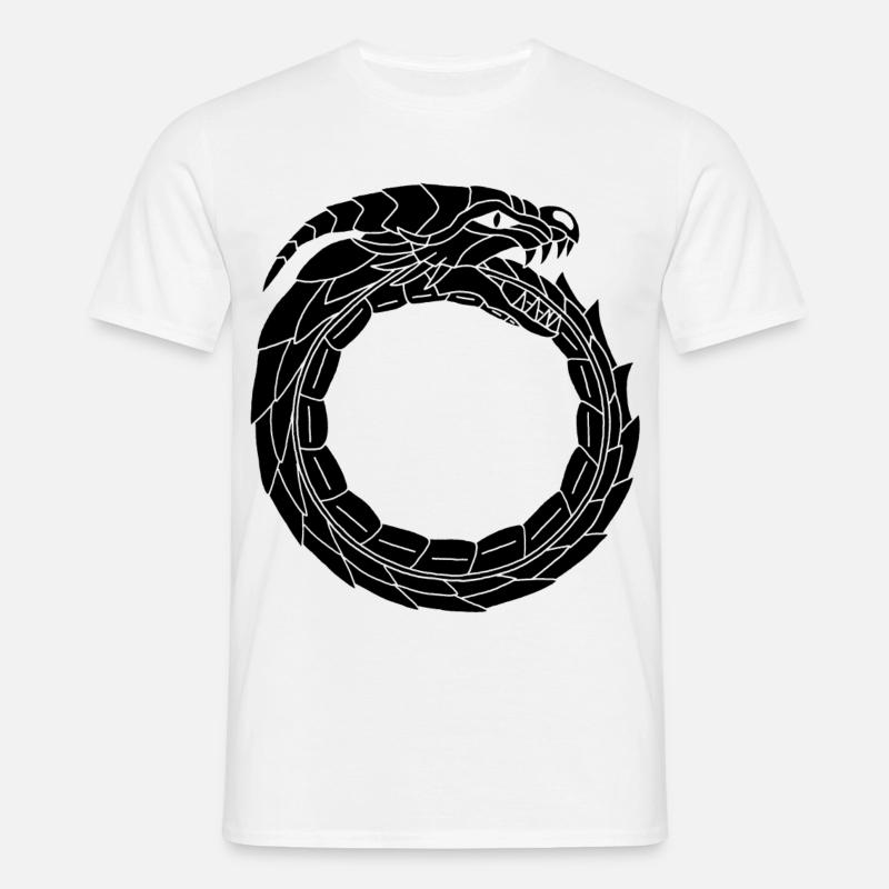Verschlingender Schwarzer Drache - Männer T-Shirt - Weiß