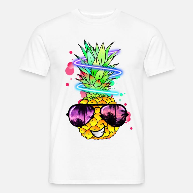 coole Ananas mit Neon Spirale - Männer T-Shirt - Weiß