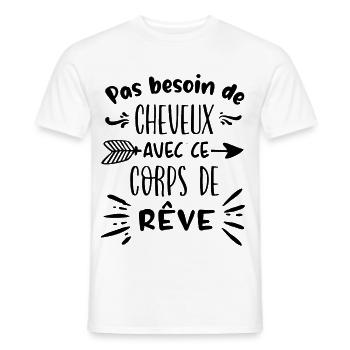 Pas besoin de cheveux avec ce corps de rêve - T-shirt homme - blanc - Devant - AI Model Male 178 dark (178cm)