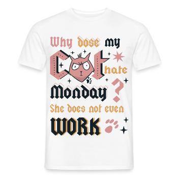 Cats Monday - Men's T-Shirt - white - Front - AI Model Male 178 dark (178cm)