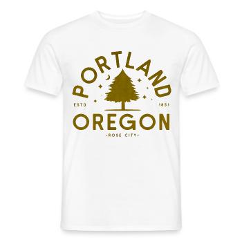 Logo d’arbre vintage à Portland, Oregon - T-shirt homme - blanc - Devant - AI Model Male 178 dark (178cm)