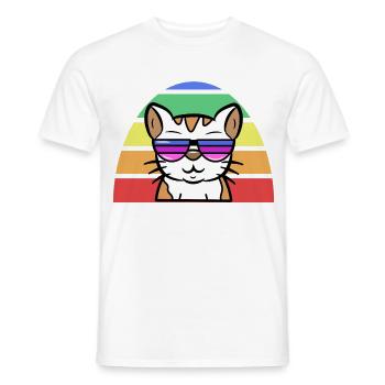 Lgbt Cool Cat Rainbow Gay Lesbian - Men's T-Shirt - white - Front - AI Model Male 178 dark (178cm)