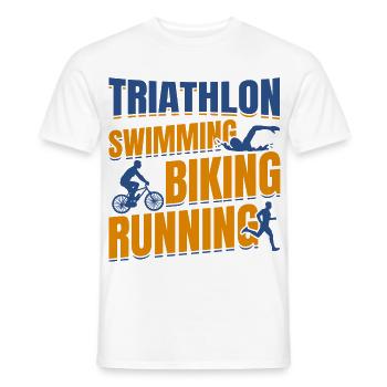 Triathlon Natation Cyclisme Course à pied - T-shirt homme - blanc - Devant - AI Model Male 178 dark (178cm)