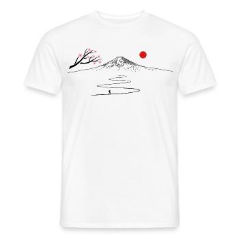 Japon, Fujijama, randonnées en montagne, volcan, cerisier en fleurs - T-shirt homme - blanc - Devant - AI Model Male 178 dark (178cm)