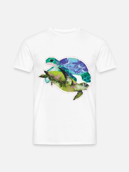 Aquarell Leitfähige Tropfen Schildkröte - Männer T-Shirt - Weiß