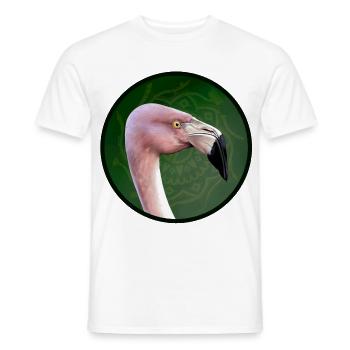 Pink flamingo in mandala green - Men's T-Shirt - white - Front - AI Model Male 178 dark (178cm)