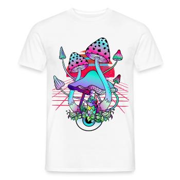 Psychedelische Pilze - Retro Wave Sunset - Männer T-Shirt - Weiß - Vorne - AI Model Male 178 dark (178cm)