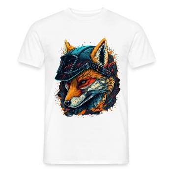 Renard guerrier au casque - T-shirt homme - blanc - Devant - AI Model Male 178 dark (178cm)