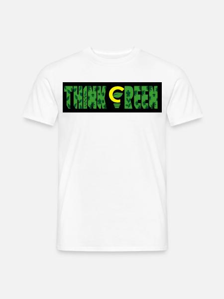Think Green Blattmuster Logo - Männer T-Shirt - Weiß