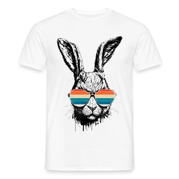 Retro Hase Mit Sonnenbrille Ostern Kaninchen Ohren - Männer T-Shirt - Weiß - Vorne - AI Model Male 178 dark (178cm)