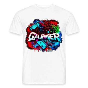 Gamer - gaming & video games - Men's T-Shirt - white - Front - AI Model Male 178 dark (178cm)