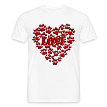 Heart of red dog paws. Dog love # - Men's T-Shirt - white - Front - AI Model Male 178 dark (178cm)