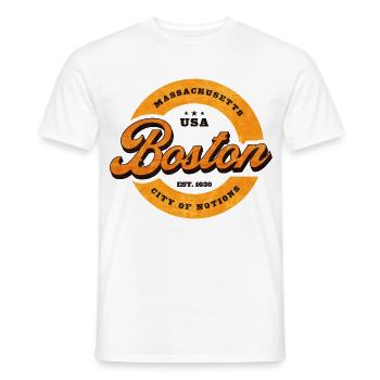 Boston Retro Circle Logo Print - Men's T-Shirt - white - Front - AI Model Male 178 dark (178cm)