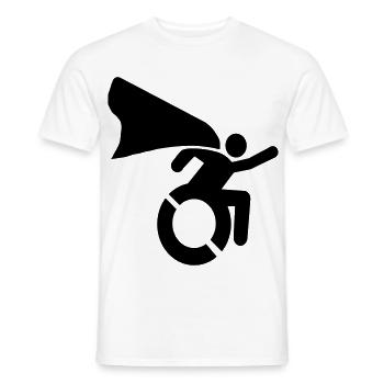 Super wheelchair hero man / woman with cape* - Men's T-Shirt - white - Front - AI Model Male 178 dark (178cm)
