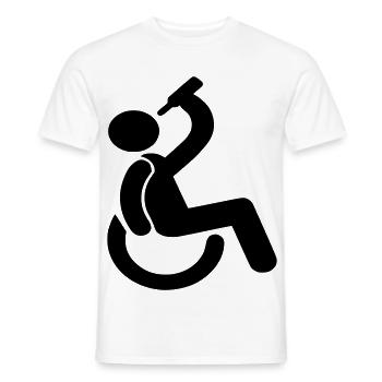 Trinkender Rollstuhlfahrer Humor-Symbol # - Männer T-Shirt - Weiß - Vorne - AI Model Male 178 dark (178cm)