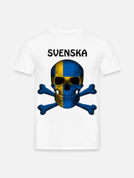 Skull Jolly Roger Pirate Flag Svenska R6Z - Männer T-Shirt - Weiß