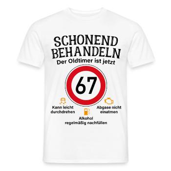 67. Geburtstag Schonend Behandeln Oldtimer Ist 67 - Männer T-Shirt - Weiß - Vorne - AI Model Male 178 dark (178cm)
