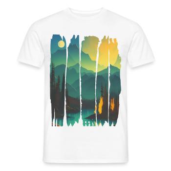 Paysage Feu de camp Forêt - T-shirt homme - blanc - Devant - AI Model Male 178 dark (178cm)