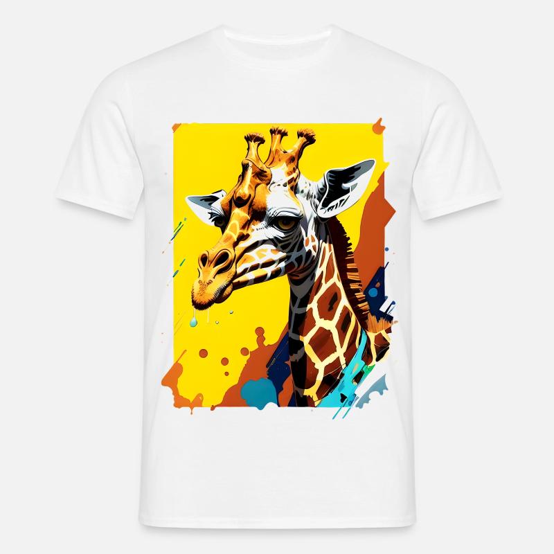 Giraffe Farbexplosion Neon - Männer T-Shirt - Weiß