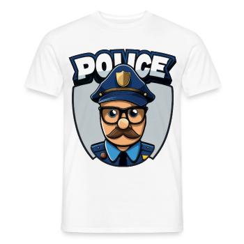Policier, Police - T-shirt homme - blanc - Devant - AI Model Male 178 dark (178cm)