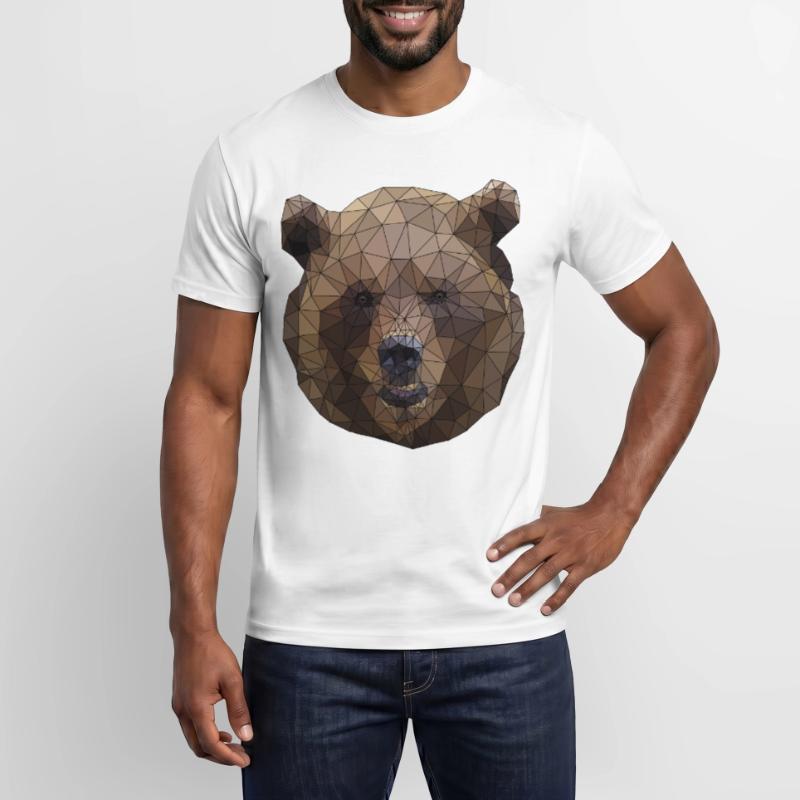 Polygonal Brown Bear Triangular Low Poly Art Men’s T-shirt