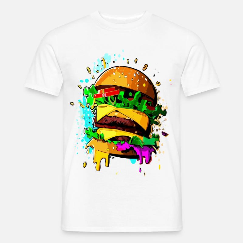 Graffiti Burger Farbenfroher Cheeseburger - Männer T-Shirt - Weiß