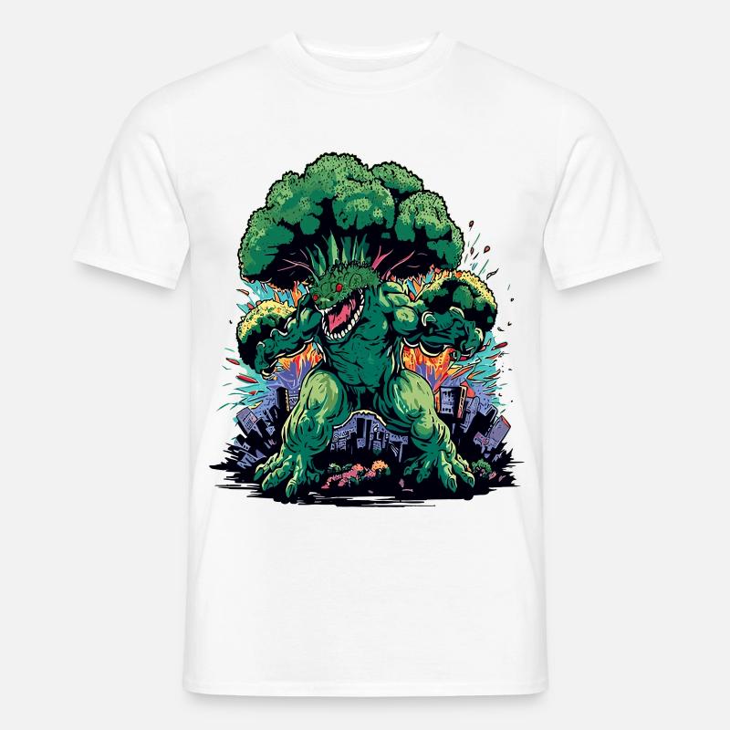 Brokkozilla monstre géant de brocoli - T-shirt homme - blanc
