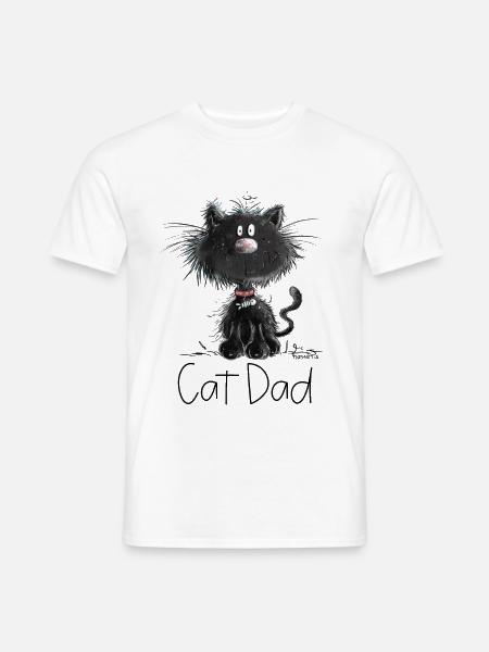 Drollige Schwarze Katze Mit Katzen Papa Spruch - Männer T-Shirt - Weiß