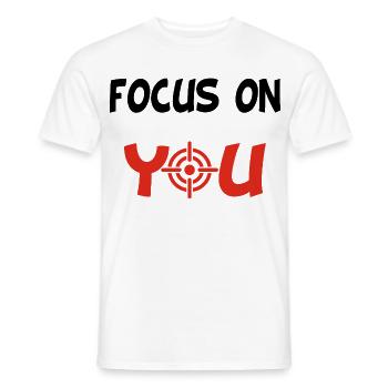 Focus on You (English & Black) - Men's T-Shirt - white - Front - AI Model Male 178 dark (178cm)