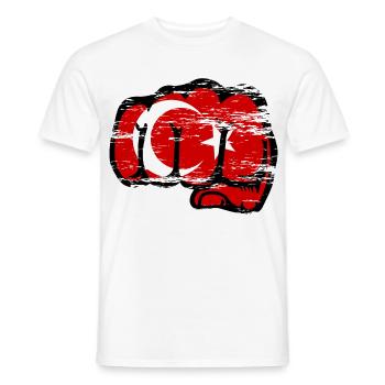 Türkei Flagge Hand Faust used - Männer T-Shirt - Weiß - Vorne - AI Model Male 178 dark (178cm)