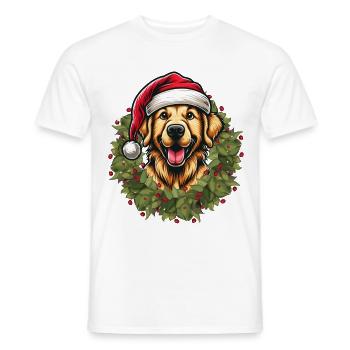 Golden Retriever à Noël 🎄 - T-shirt homme - blanc - Devant - AI Model Male 178 dark (178cm)