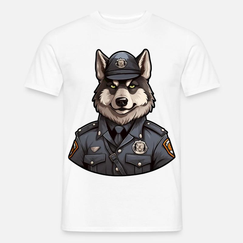 Polizei Wolf - Männer T-Shirt - Weiß