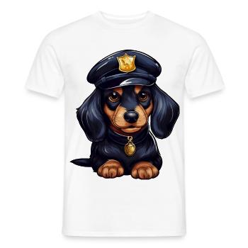 Dackel Polizist - Männer T-Shirt - Weiß - Vorne - AI Model Male 178 dark (178cm)