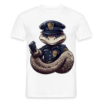 Policier serpent - T-shirt homme - blanc - Devant - AI Model Male 178 dark (178cm)
