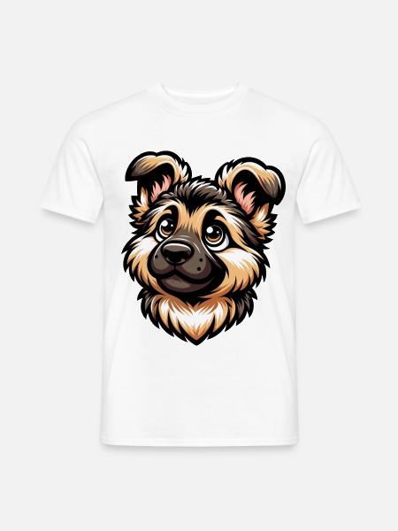 Deutscher Schäferhund Süßer Hunde-Welpe Design - Männer T-Shirt - Weiß