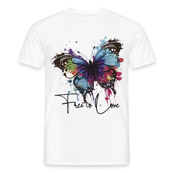 Rainbow Butterfly Splash free to love - Men's T-Shirt - white - Front - AI Model Male 178 dark (178cm)